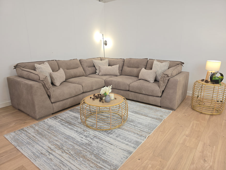 Strato Corner Sofa - Leather - Taupe/Natural Mix