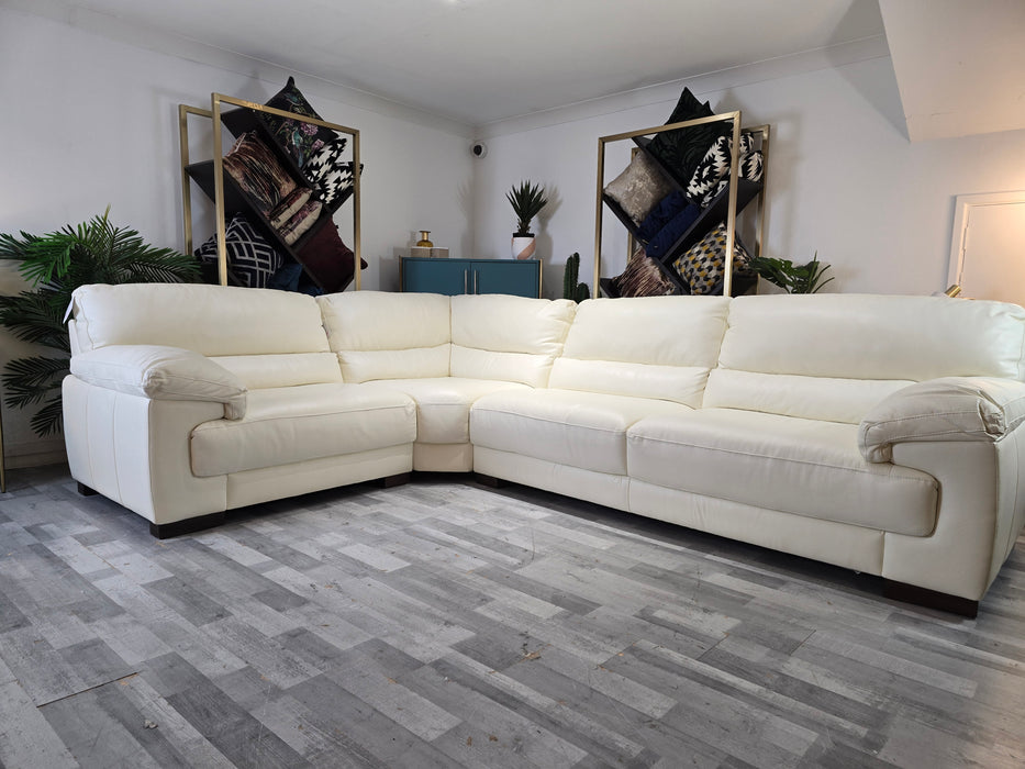 Santino 1 Corner 3 - Leather Sofa - Hampshire Aspen White