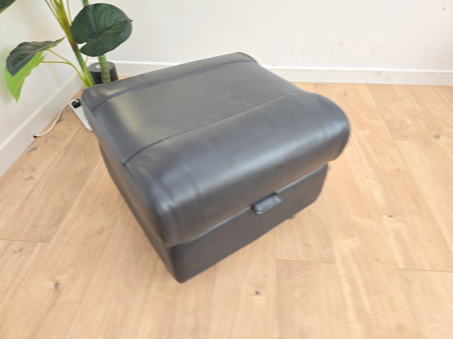 Gracie Leather Storage Footstool - Montana Navy