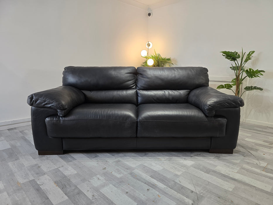 Santino 2 Seater - Leather Sofa - Caruso Black