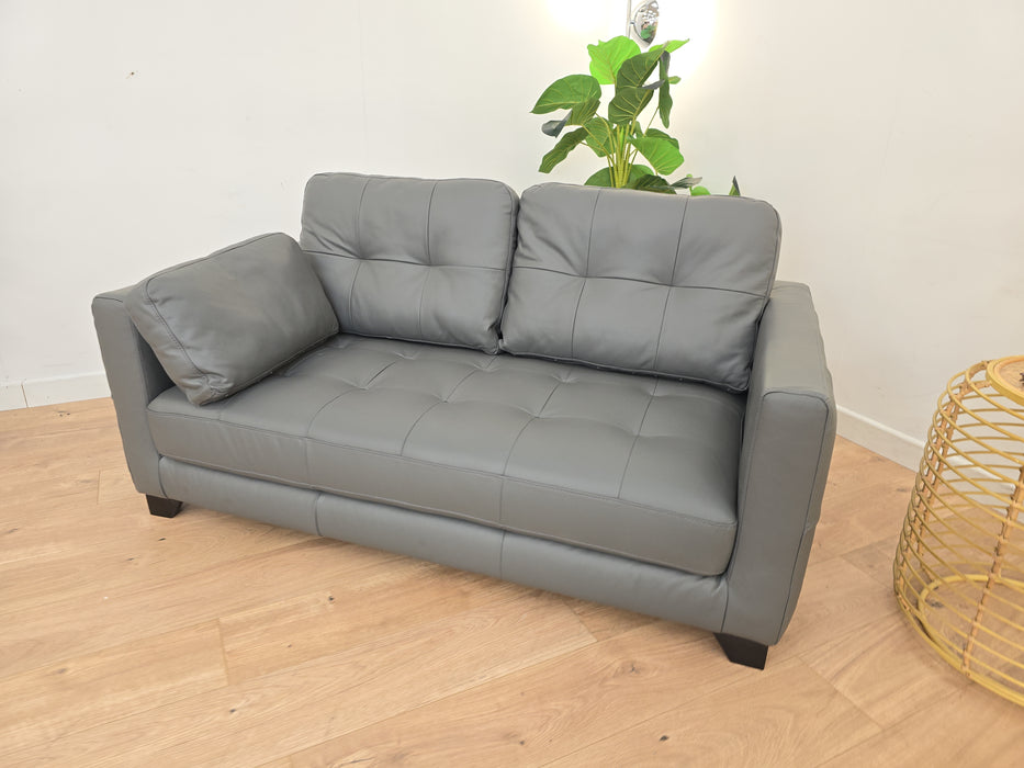 Mox 2 Seater Sofa - Leather - Grey