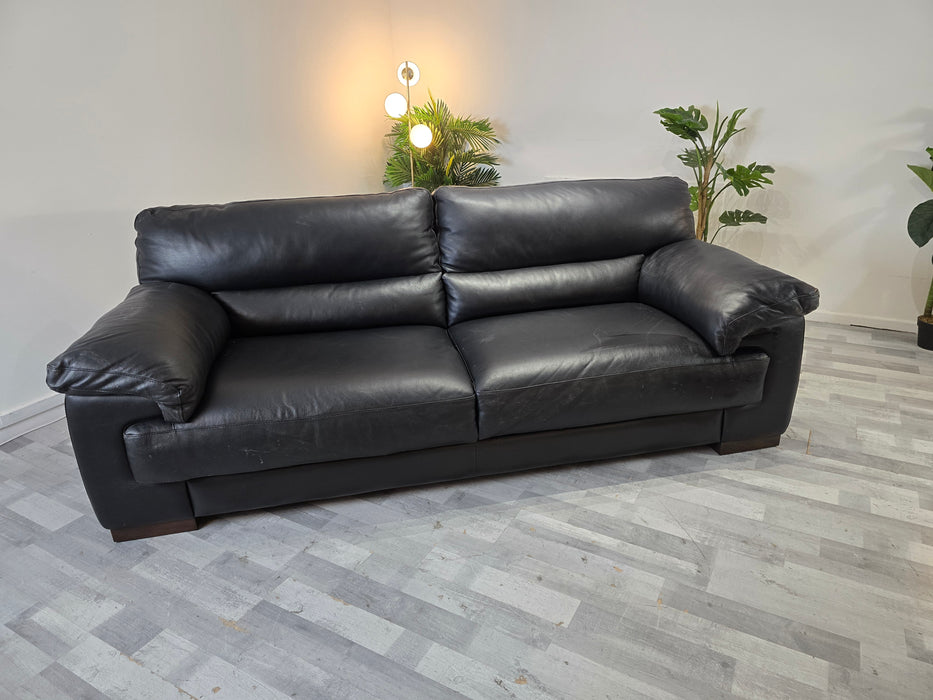 Santino 3 seater - Leather Sofa - Caruso Black