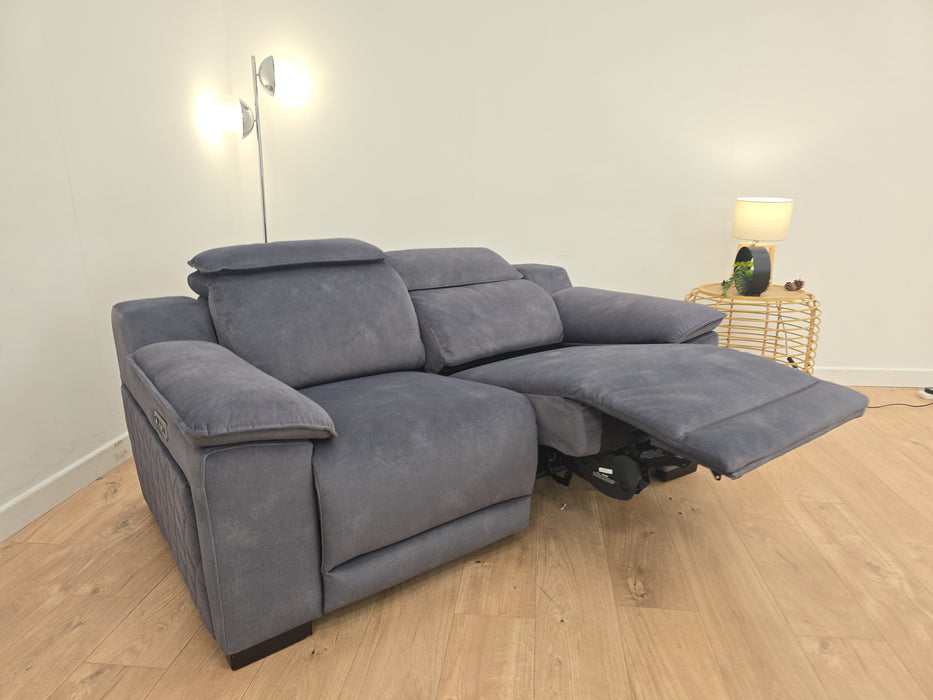 Benz 2 Seater Sofa - Fabric - Power Recliner, Power Hdrst - Lifestyle Flecked Fabric Charcoal