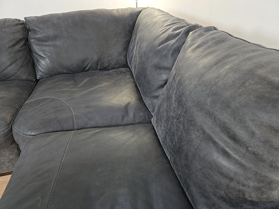 Mazzini 3 Corner 1 - Leather Sofa - Utah Grey