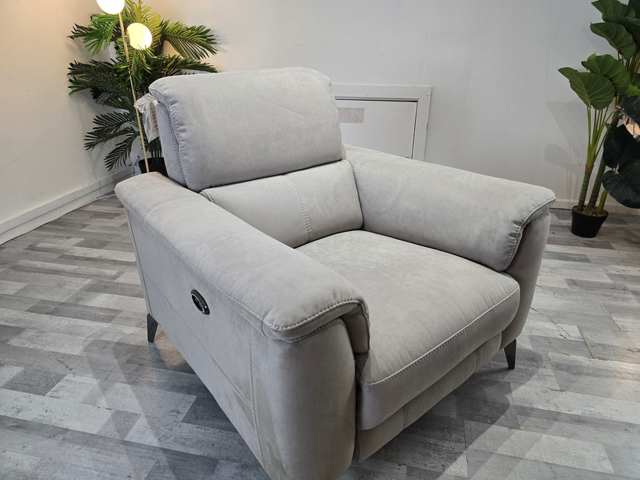 Illinois 1 Seater - Lifestyle Textured Fabric Grey - Power Recliner