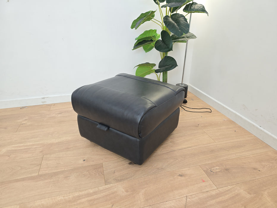 Gracie Leather Storage Footstool - Montana Navy