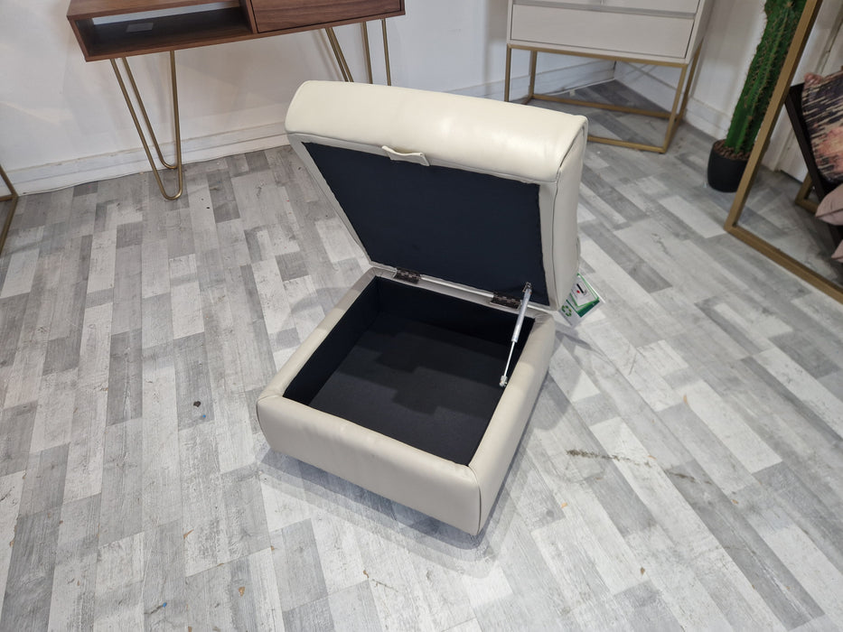 Gracie Storage Footstool - Leather - Lead Grey