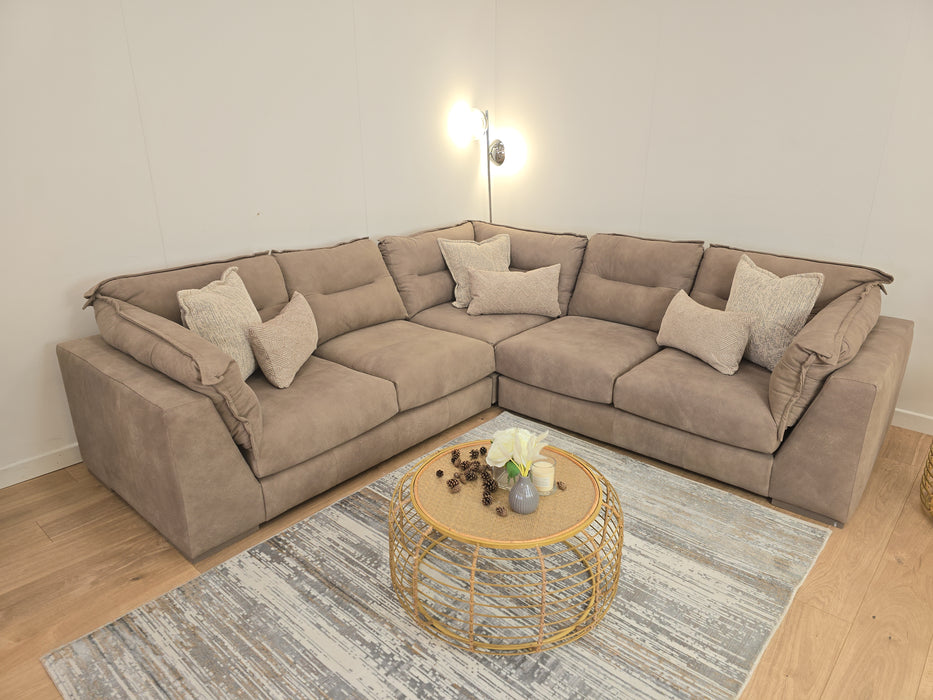 Strato Corner Sofa - Leather - Taupe/Natural Mix