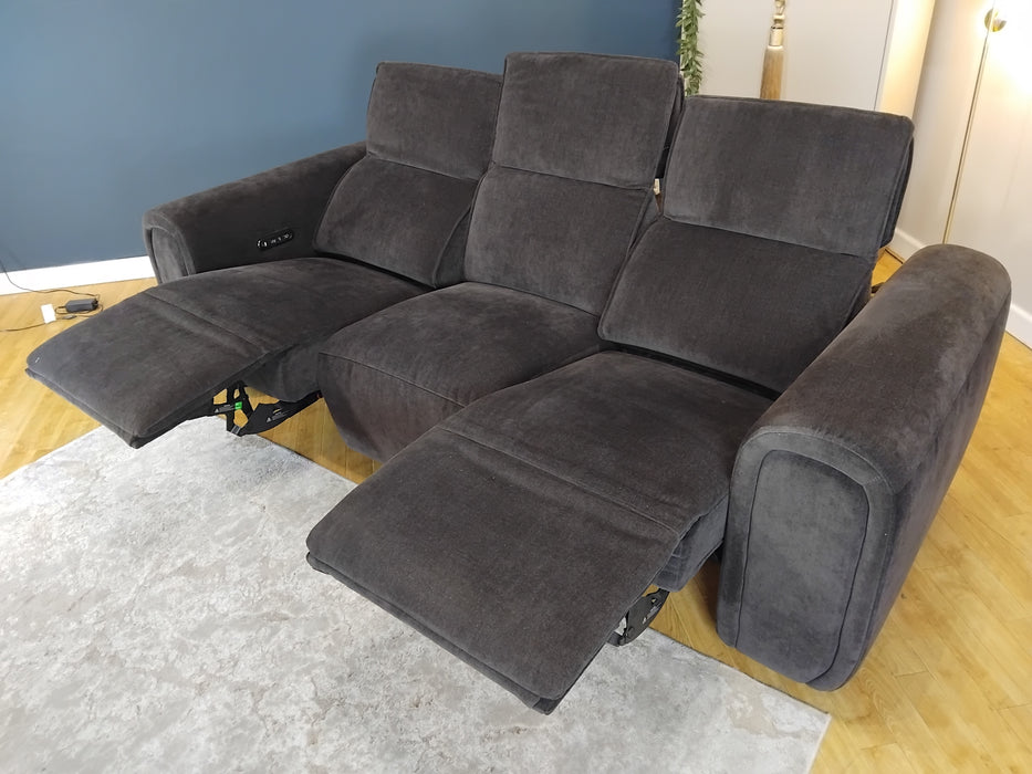 Sofology Premiere Fabric 3 Seater Power Recliner/Headrest in Relaxed Chenille Raisin