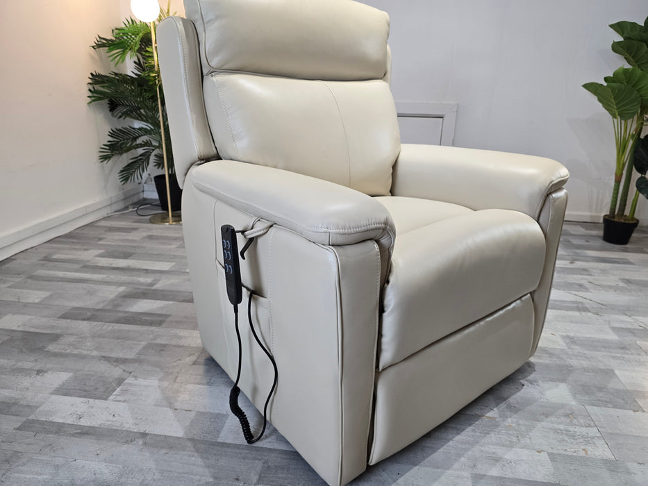 Parker 1 Seater - Trusty Sheen Leather Bone China - Power Rise and Recline