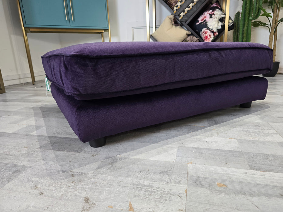 Cricket Combi Footstool - Fabric -   Purple Velvet All Over