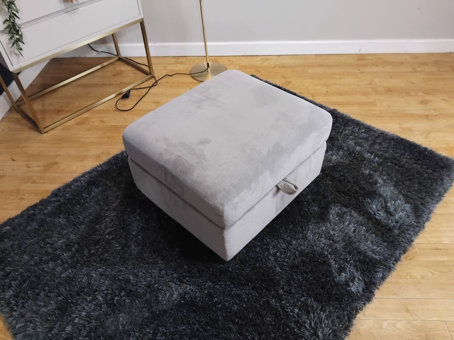 Sofology Luella Fabric Small Storage Footstool in Soft Sherpa Silver