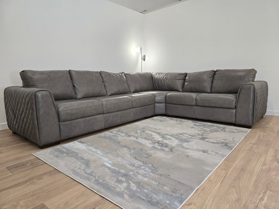 Mazzini 3 Corner 2 - Leather Sofa - Dakota Grey