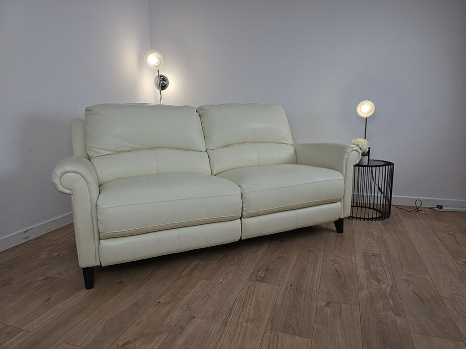 Heritage 2 Seater - Leather Power Reclining Sofa - White