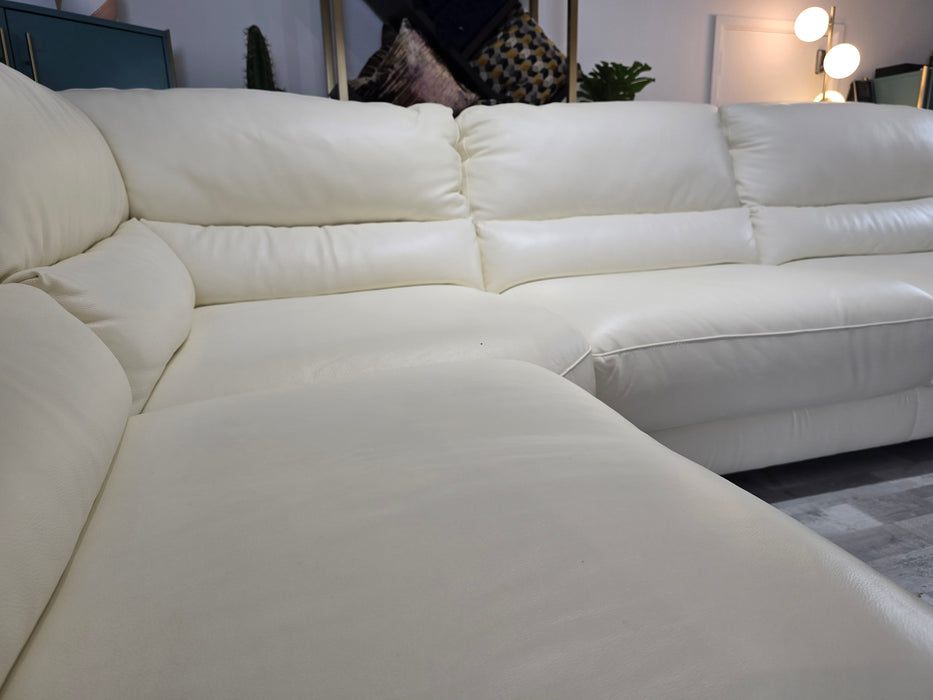 Santino 1 Corner 3 - Leather Sofa - Hampshire Aspen White