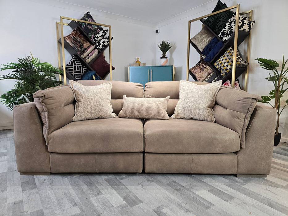 Strato 3 Seater -  Character Leather Taupe/Natural Mix