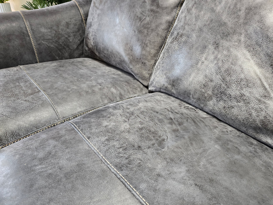 Galleria 2 Seater - Leather Sofa - Contrast Utah Grey