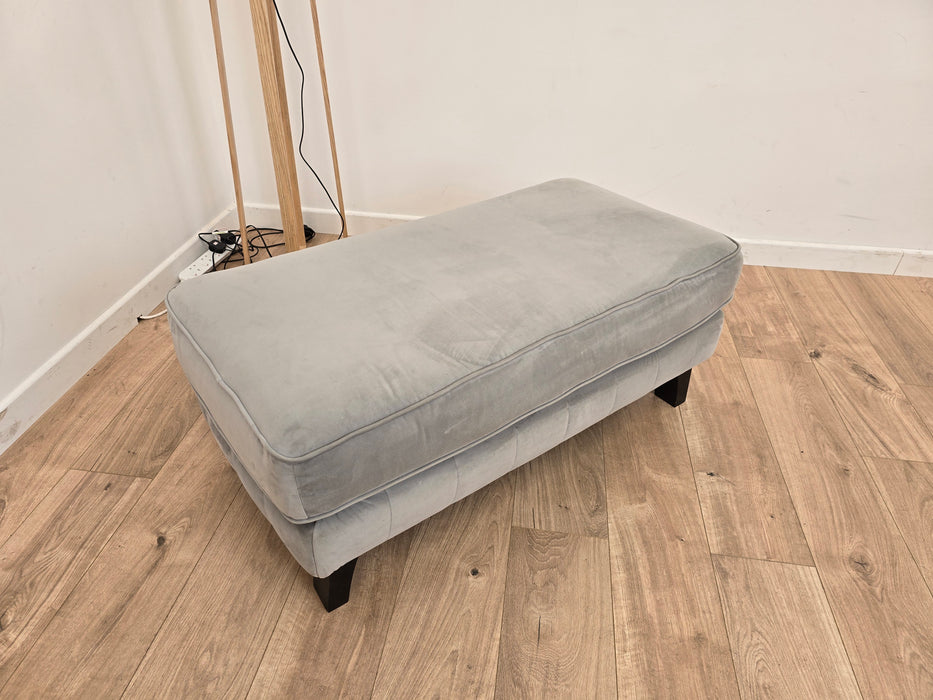 Fluted Isla - Fabric Footstool  - Silver