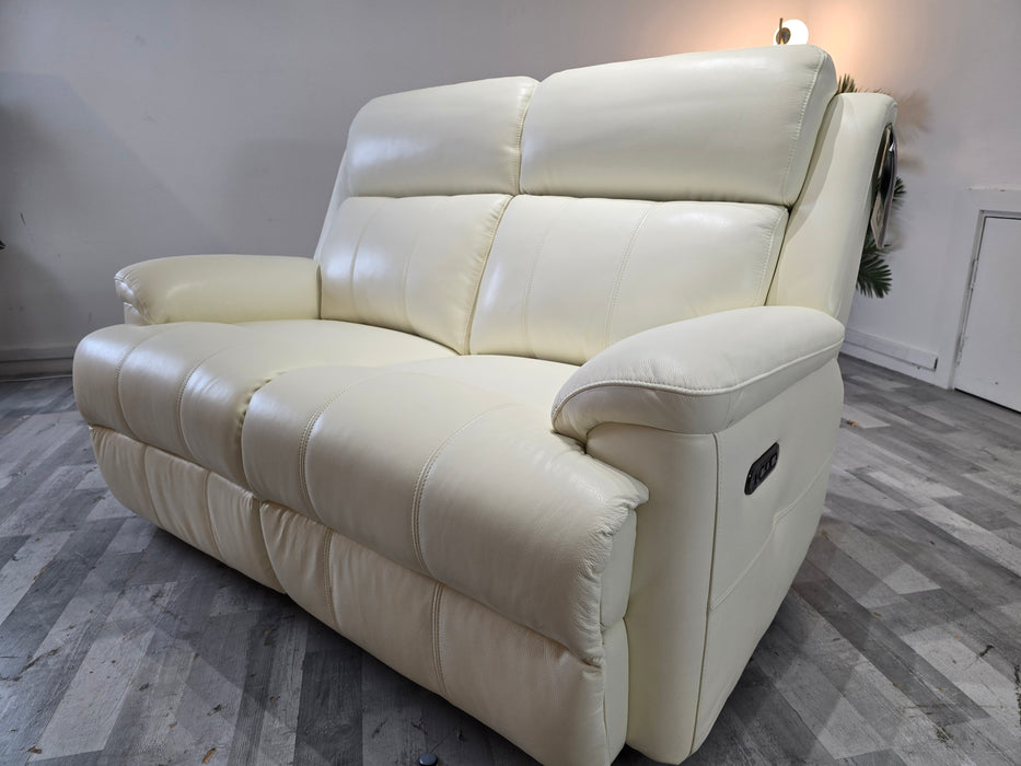 Gracie 2 Seater - Trusty Sheen Leather White - Power Recliner