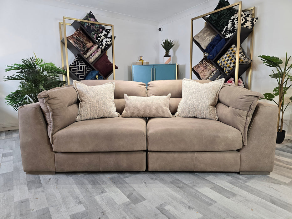 Strato 3 Seater -  Character Leather Taupe/Natural Mix