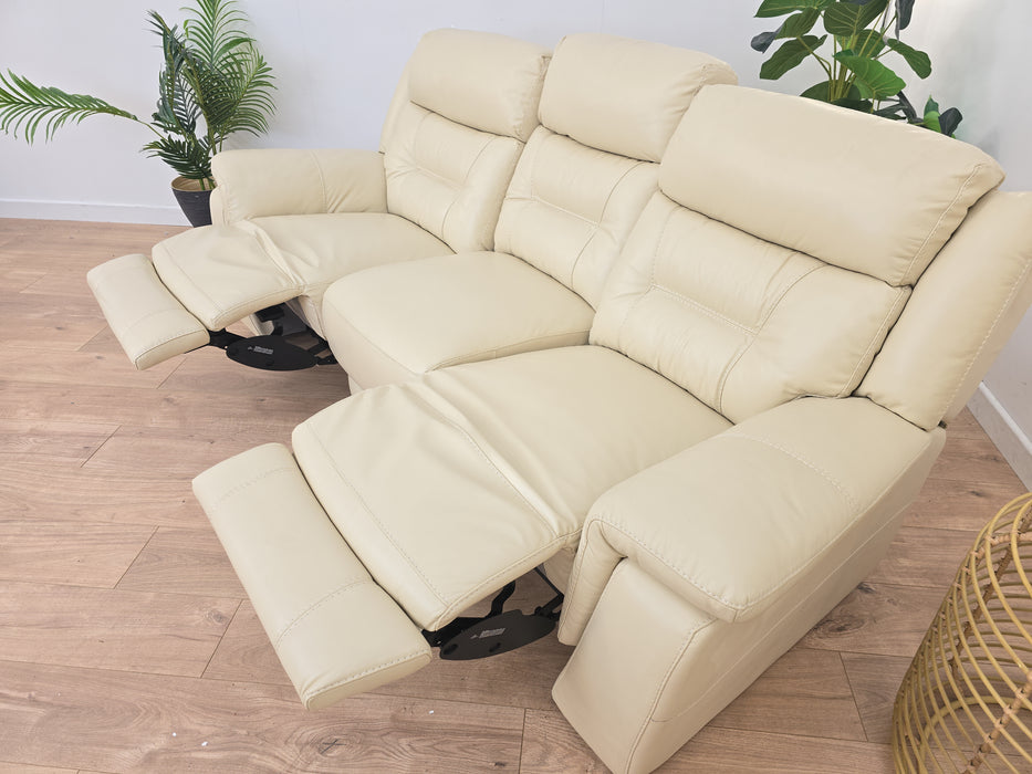 Winston 3 Seater Sofa - Leather - Bone China