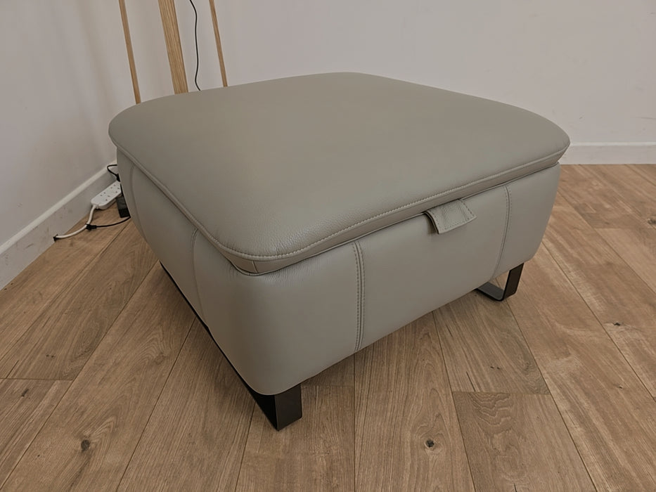 Buxton - Leather Storage Footstool  - Lead Grey