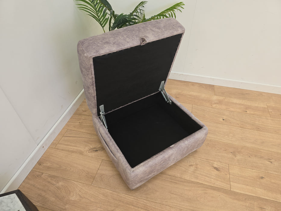 Galleria Storage - Leather Footstool  - Silver