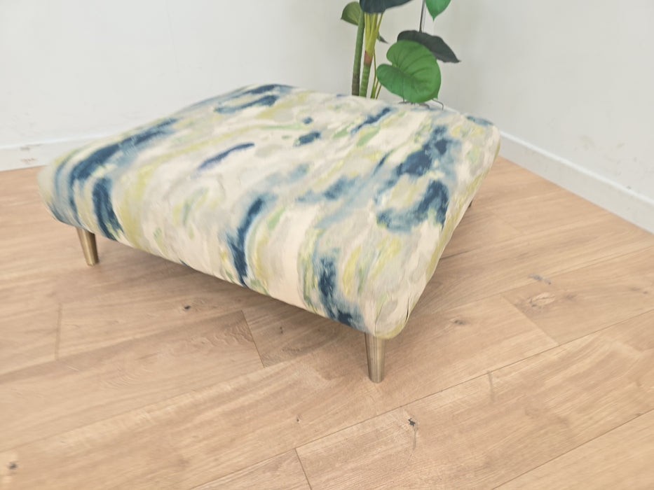 Essence - Fabric Footstool  - Teal All Over