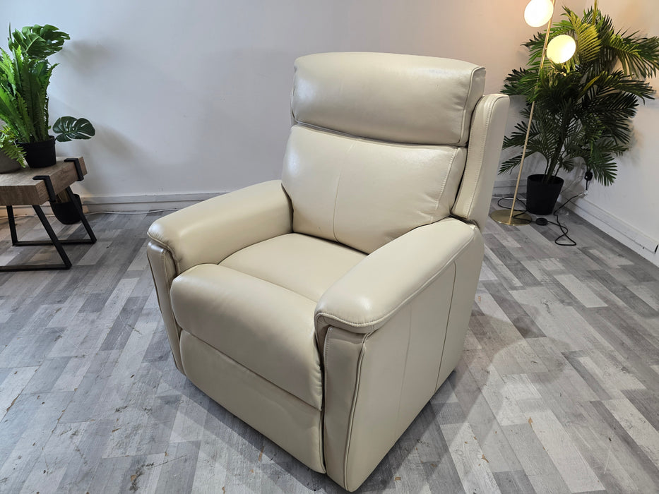 Parker 1 Seater - Trusty Sheen Leather Bone China - Power Rise and Recline