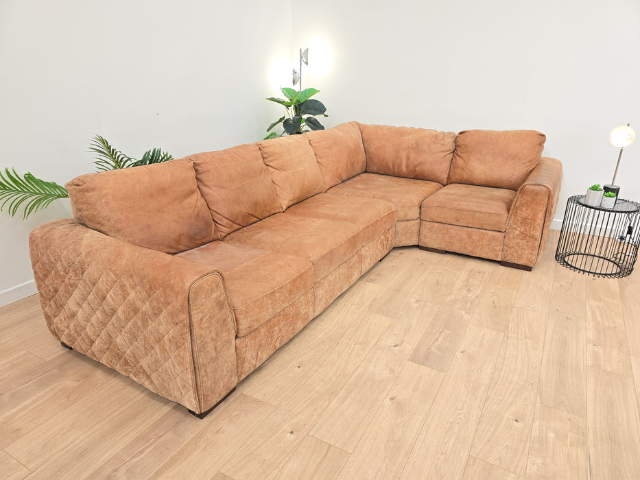 Mazzini 3 Corner 1 - Leather Sofa - Utah Tan