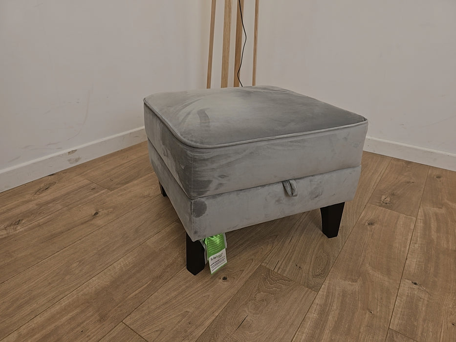 Fluted Ivy Designer   - Fabric Footstool  - Velluto Silver