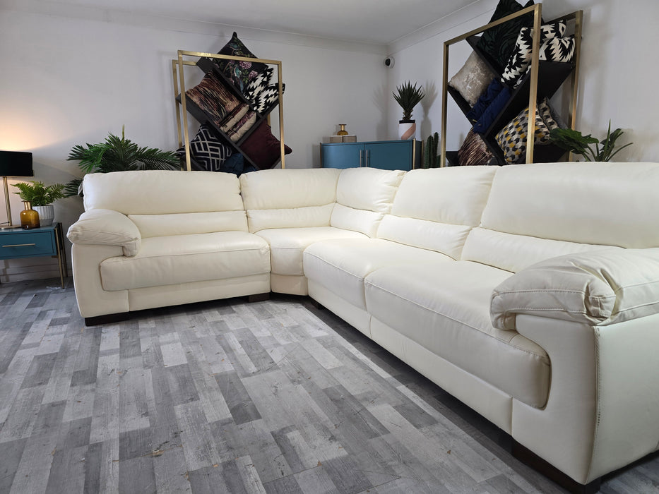 Santino 1 Corner 3 - Leather Sofa - Hampshire Aspen White