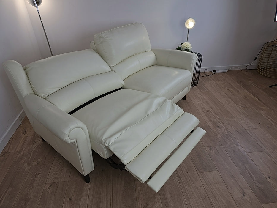 Heritage 2 Seater - Leather Power Reclining Sofa - White