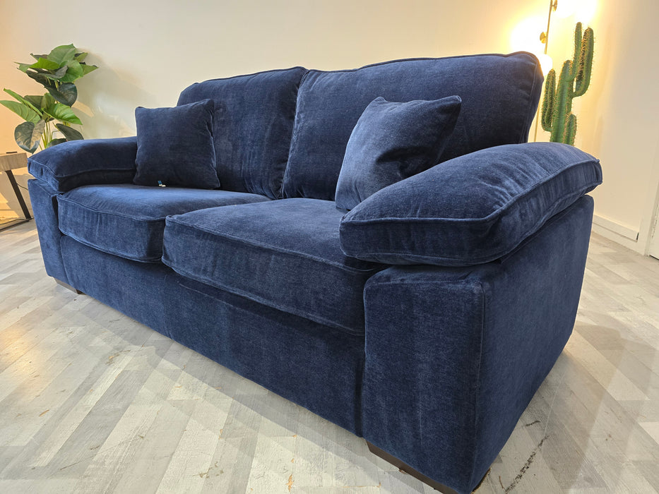 Brixton 3 Seater - Fabric Sofa -  Soft Chenille Navy All Over