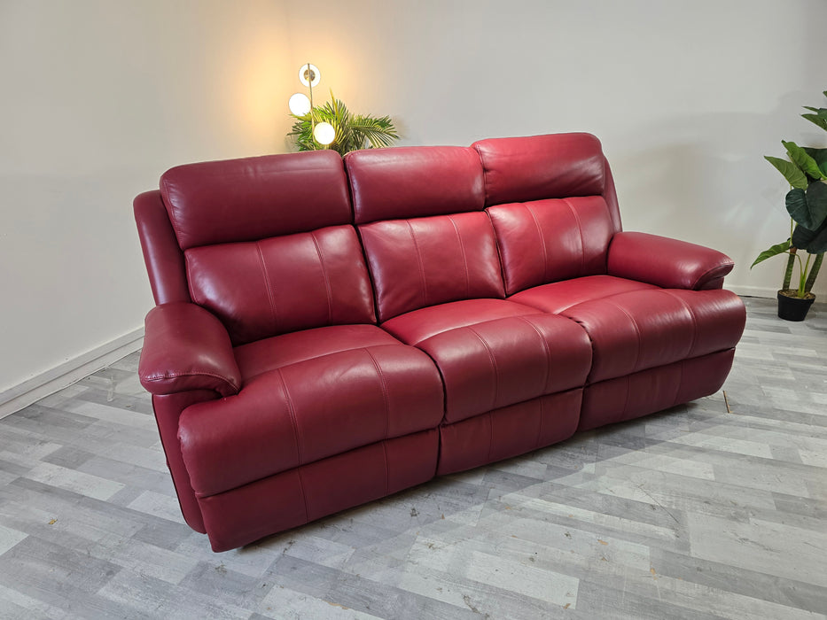 Gracie 3 Seater - Trusty Sheen Leather Cranberry - Power Recliner