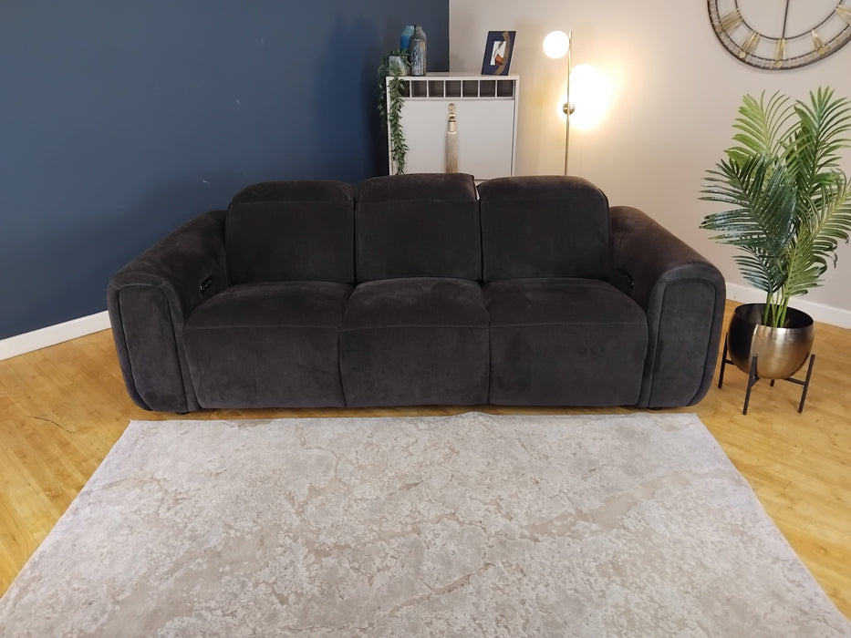 Sofology Premiere Fabric 3 Seater Power Recliner/Headrest in Relaxed Chenille Raisin