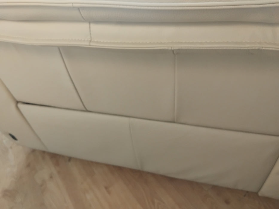 Sofology Premiere Leather 2.5 Seater Power Recliner/Headrest in Trusty Embossed Bone China