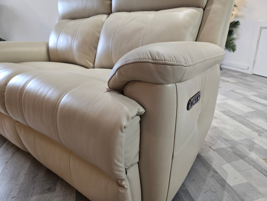 Gracie 2 Seater - Trusty Sheen Leather Bone China - Power Recliner