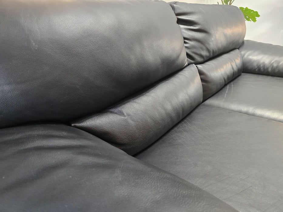 Santino 2 Seater - Leather Sofa - Caruso Black