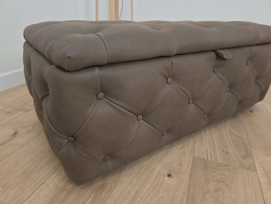 Venezia Storage Footstool - Leather - Chocolate