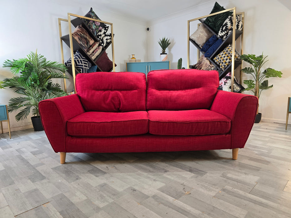 Hetty 3 Seater - Fabric Sofa - Linoso Red