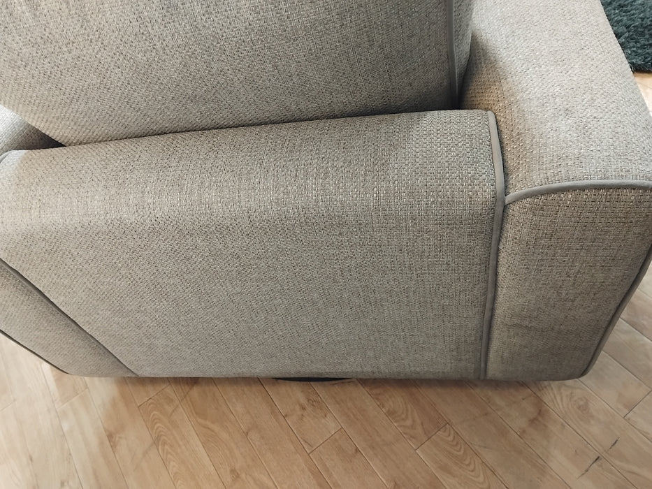 Sofology Sterling Fabric Swivel Chair in Chunky Woven Stone/Olive