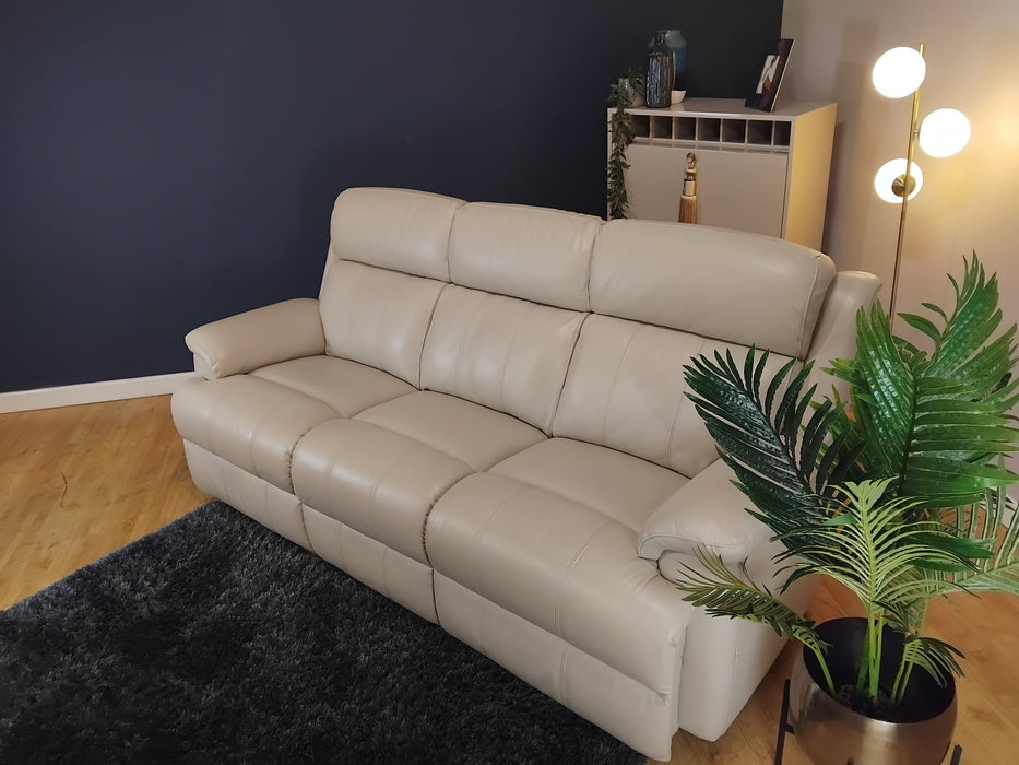 Sofology Gracie Leather 3 Seater in Trusty Sheen Bone China