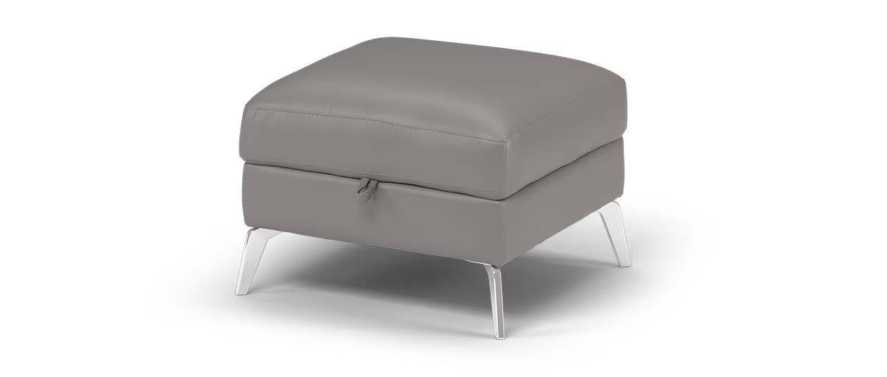 Sofology Illinois Storage Footstool in	Trusty Soft Sheen Leather Fossil Grey
