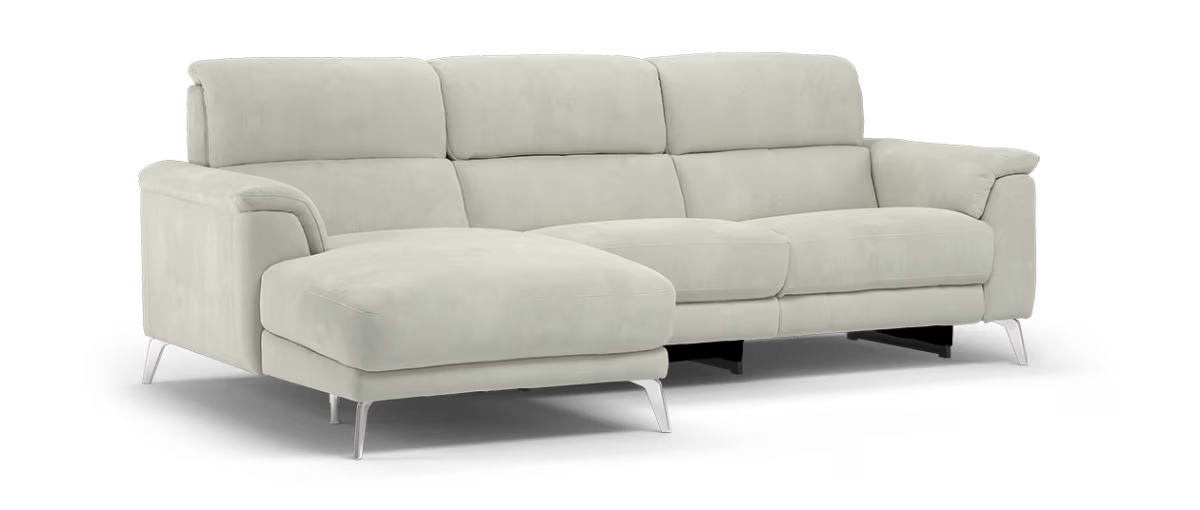 Sofology Illinois Fabric Chaise 3 Seater Power Recliner/Headrets in Toronto Grey