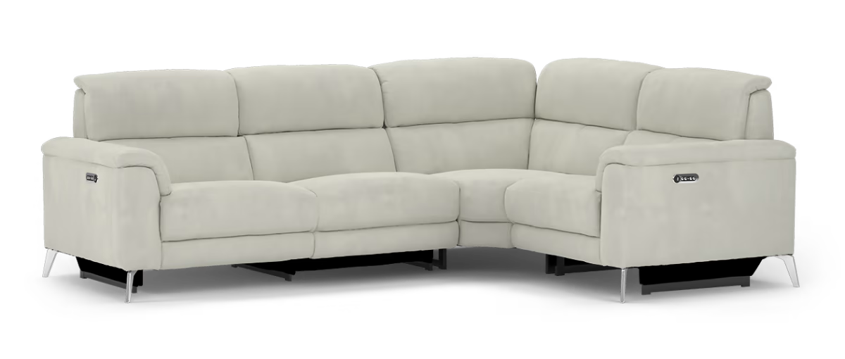 Sofology Illinois Fabric 2 Corner 1 Power Recliner/Headrest in Lifestyle Textured Grey