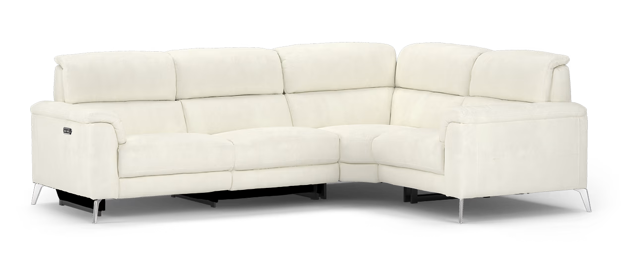 Sofology Illinois Fabric 2 Corner 1 Power Recliner/Headrest  in Lifestyle Textured Beige