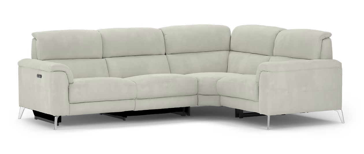 Sofology Illinois Fabric 2 Corner 1 Power Recliner in Lifestyle Textured Grey