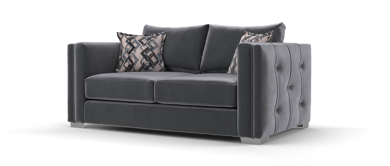 Sofology Titan 2 Seater in Smooth Velvet Steel/Grey Mix