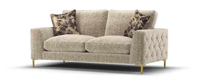 Sofology Rococo Fabric 3 Seater Full Back Foam Seats in Chunky Chenille Gold Mix